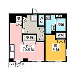 インペリアルコート 1LDKの間取図画像