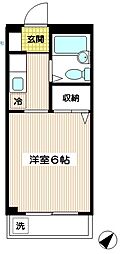 コスモ宝泉 1Kの間取図画像