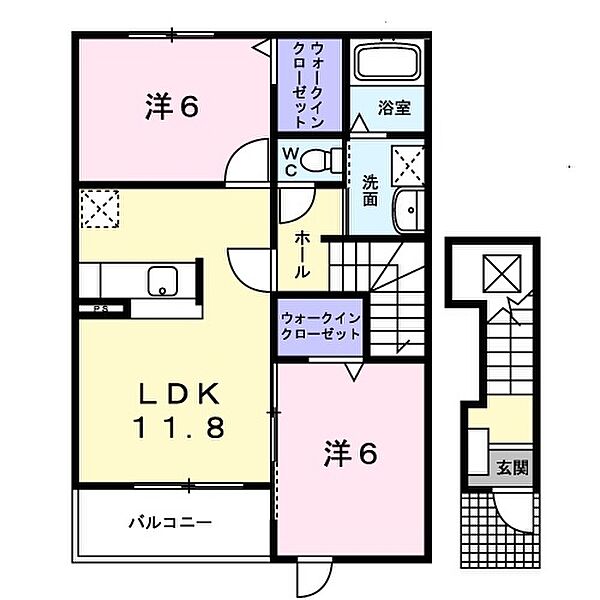 フォンテーヌVI ｜茨城県神栖市平泉東3丁目(賃貸アパート2LDK・2階・58.80㎡)の写真 その2