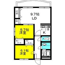 ラフォンテ・コンフォートヴィラ 2LDKの間取図画像