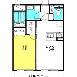 ラフェリアーナ・木崎2 1LDKの間取図画像