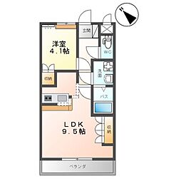 エスポアールB 1LDKの間取図画像