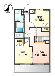 ロープンドローム 2LDKの間取図画像