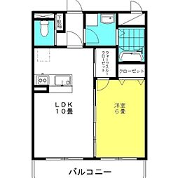 ラフェリアーナ・木崎2 1LDKの間取図画像