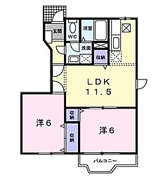 K・レジデンス2 2LDKの間取図画像