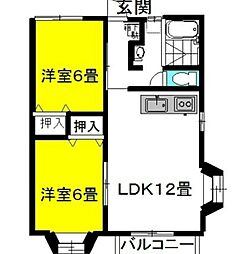 グランシャリオ4番館 2LDKの間取図画像