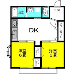 ラフォンテ・レパード2 2DKの間取図画像