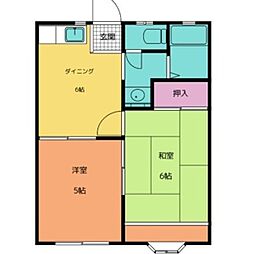 ヤングハウスC 2DKの間取図画像