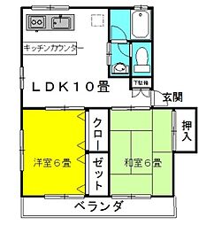ライジングサン・パート1 2LDKの間取図画像