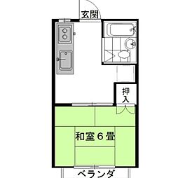 弐番館飛龍B 1Kの間取図画像