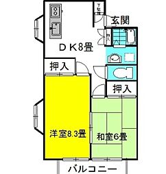 グランシャリオ5番館 2DKの間取図画像