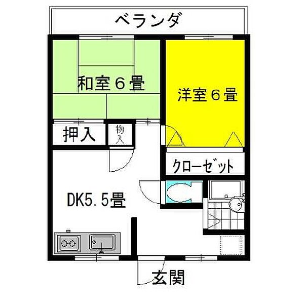 壱番館・飛龍 ｜茨城県神栖市深芝南2丁目(賃貸アパート2DK・1階・46.37㎡)の写真 その2