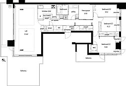 パークシティ成城Fコート 3SLDKの間取図画像