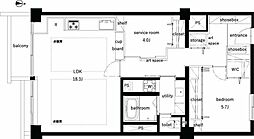 ドミ麻布 1SLDKの間取図画像