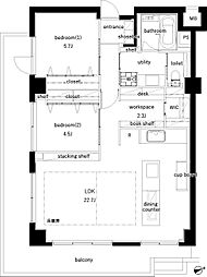 メイツ扶翼中目黒 2LDKの間取図画像