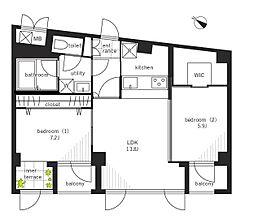 シンシア三軒茶屋レジデンスカフェ 2LDKの間取図画像