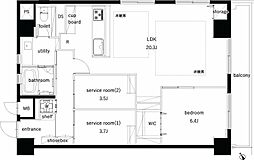 門前仲町サマリヤマンション 1SLDKの間取図画像