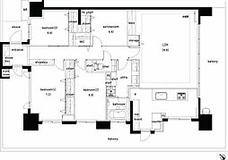 東京フロントコートデッキウイング 4LDKの間取図画像