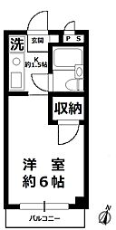 トモエレジデンス北野 1Kの間取図画像
