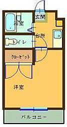 パーシモン 1Kの間取図画像