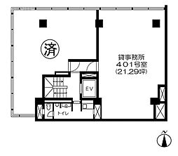 花岡ビル ワンルームの間取図画像