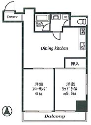 成子坂ハイツ ワンルームの間取図画像