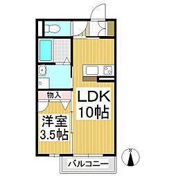 シャーメゾン鳳 2階1LDKの間取り