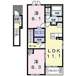 ドリームコート御代田A 2LDKの間取図画像