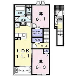 ドリームコート御代田A 2LDKの間取図画像