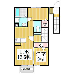 ブルーシエルA 1LDKの間取図画像