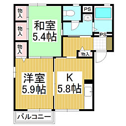 スノードロップN 2Kの間取図画像