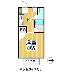 八木ハイツ 1Kの間取図画像