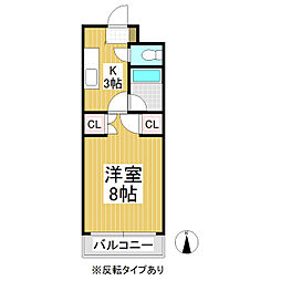 南町ニュータウンD 1Kの間取図画像