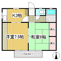 福寿荘 2Kの間取図画像