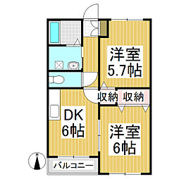 ウインザーコスモス 2DKの間取図画像
