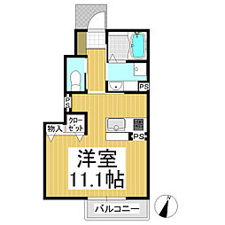 エランジェB ワンルームの間取図画像