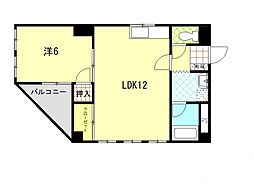 福地産業十日市ビル 4階1LDKの間取り