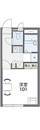 レオパレスミルキーウェイ 2階1Kの間取り