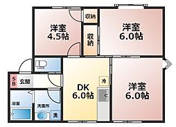 グリーンハウスI 2階3DKの間取り