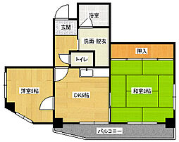 比治山パークサイドビル 2DKの間取図画像