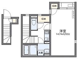 レオネクストプルミエール東雲 2階1Kの間取り