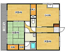 サンホープ緑井 3階3DKの間取り