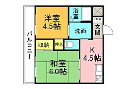 手島ビル 3階2DKの間取り