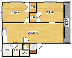 グレイス戸坂Ｂ棟 2階2LDKの間取り