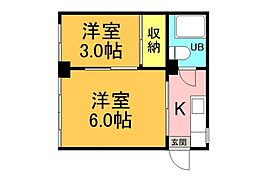 二葉ビルB棟 2階2Kの間取り