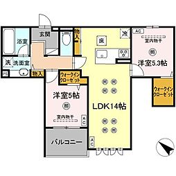 スリール・コート 1階2LDKの間取り