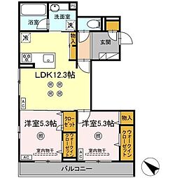 スリール・コート 3階2LDKの間取り