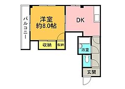 藤井ビル 302 3階1DKの間取り