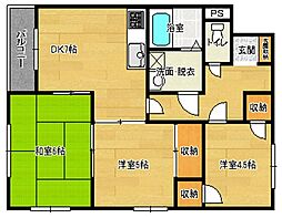 コーポ府南 2階3DKの間取り