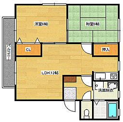 アブニール洋光台 2階2LDKの間取り